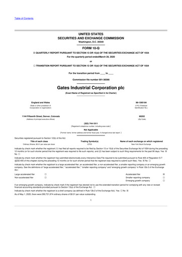 Thumbnail Gates Industrial Corp 10-Q Quarterly Report FY2020 