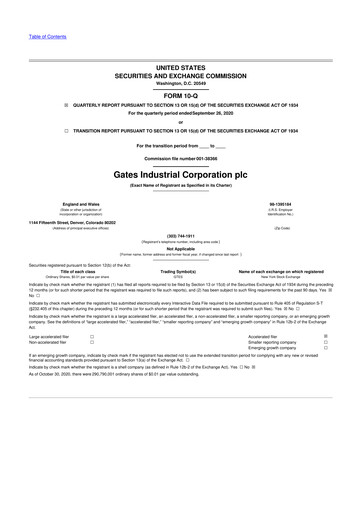 Thumbnail Gates Industrial Corp 10-Q Quarterly Report FY2020 