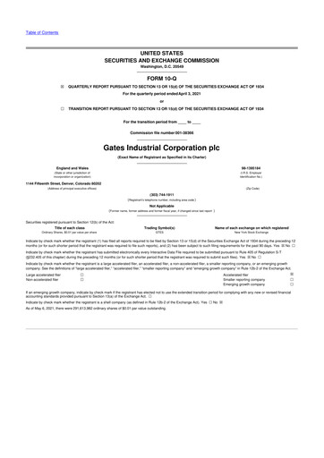 Thumbnail Gates Industrial Corp 10-Q Quarterly Report FY2021 