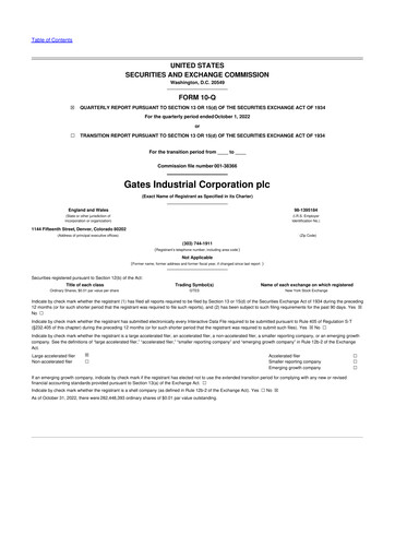 Thumbnail Gates Industrial Corp 10-Q Quarterly Report FY2022 