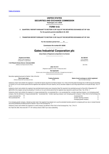 Thumbnail Gates Industrial Corp 10-Q Quarterly Report FY2025 