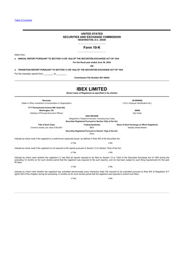 Thumbnail IBEX 10-K Annual Report 2024