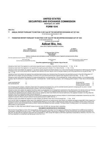 Vorschaubild Adicet Bio 10-K Jahresbericht 