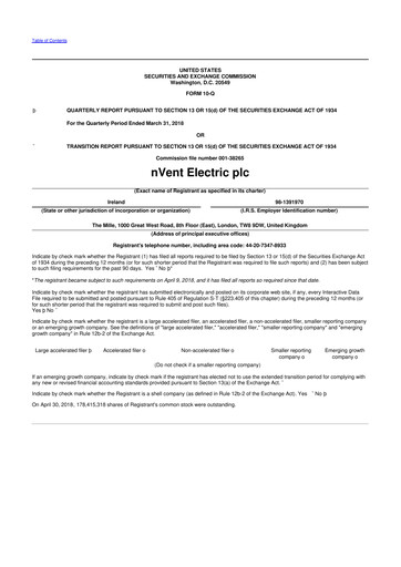 Thumbnail nVent Electric 10-Q Quarterly Report FY2018 