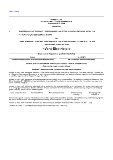 Thumbnail nVent Electric 10-Q Quarterly Report FY2019 