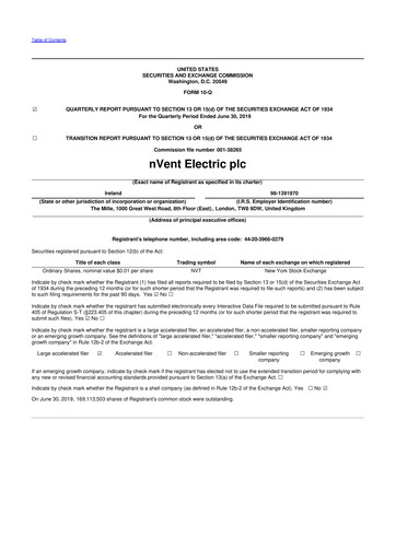 Thumbnail nVent Electric 10-Q Quarterly Report FY2019 