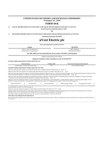 Thumbnail nVent Electric 10-K Annual Report 2019