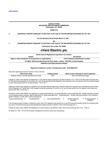 Thumbnail nVent Electric 10-Q Quarterly Report FY2021 