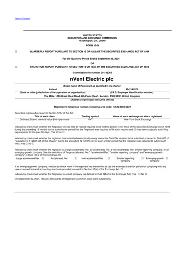 Thumbnail nVent Electric 10-Q Quarterly Report FY2021 