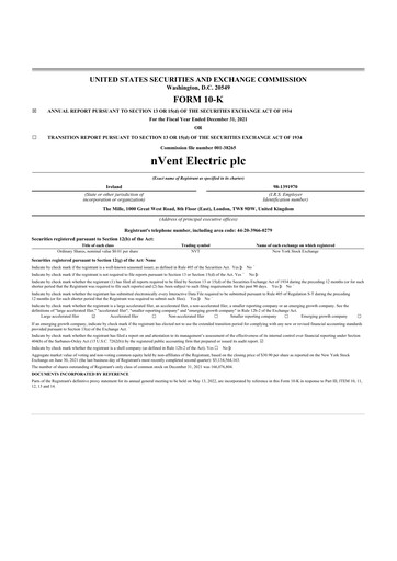 Thumbnail nVent Electric 10-K Annual Report 2021