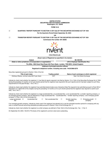 Thumbnail nVent Electric 10-Q Quarterly Report FY2024 