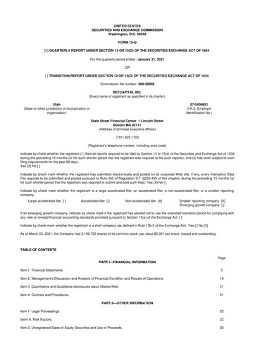 Thumbnail Netcapital 10-Q Quarterly Report FY2020 