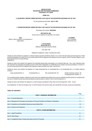 Thumbnail Netcapital 10-Q Quarterly Report FY2022 