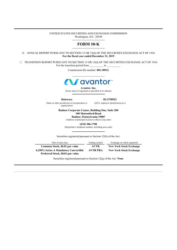 Thumbnail Avantor 10-K Annual Report 2019