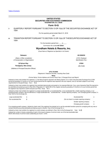 Vorschaubild Wyndham Hotels & Resorts 10-Q Quartalsbericht 2018 