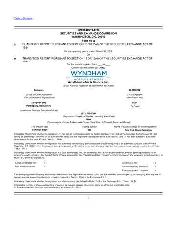 Vorschaubild Wyndham Hotels & Resorts 10-Q Quartalsbericht 2019 