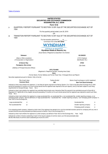 Vorschaubild Wyndham Hotels & Resorts 10-Q Quartalsbericht 2019 