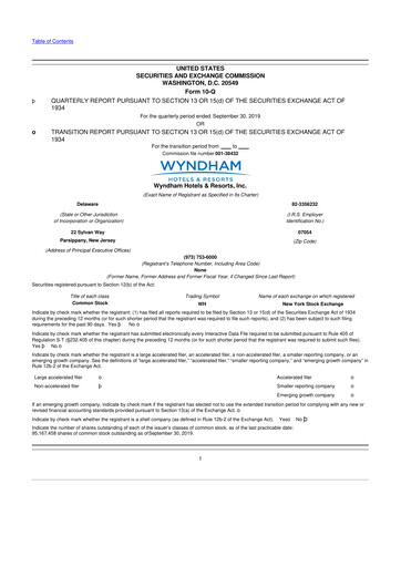 Vorschaubild Wyndham Hotels & Resorts 10-Q Quartalsbericht 2019 