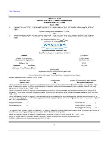 Vorschaubild Wyndham Hotels & Resorts 10-Q Quartalsbericht 2020 