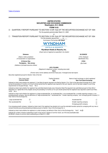 Vorschaubild Wyndham Hotels & Resorts 10-Q Quartalsbericht 2022 