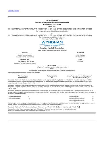 Vorschaubild Wyndham Hotels & Resorts 10-Q Quartalsbericht 2023 