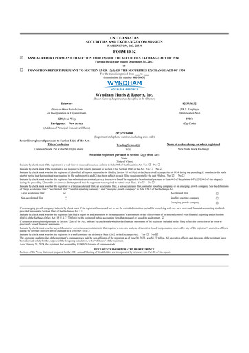 Thumbnail Wyndham Hotels & Resorts 10-K Annual Report 2023