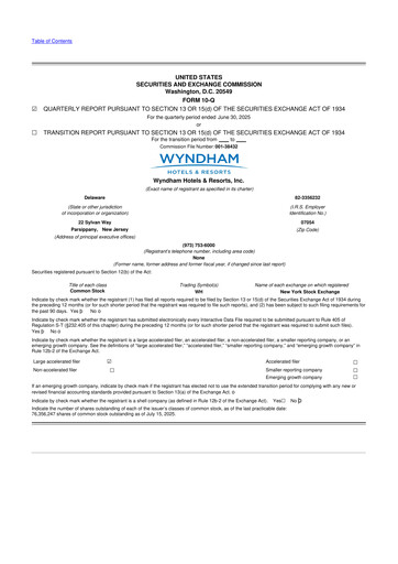 Vorschaubild Wyndham Hotels & Resorts 10-Q Quartalsbericht 2025 