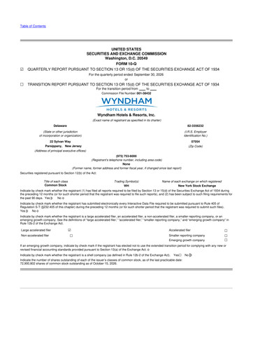 Thumbnail Wyndham Hotels &amp; Resorts 10-Q Quarterly Report FY2026 Q3