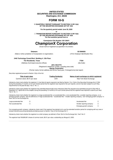 Thumbnail ChampionX 10-Q Quarterly Report FY2020 