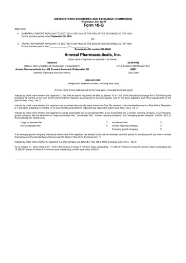 Vorschaubild Amneal Pharmaceuticals
 10-Q Quartalsbericht 2018 