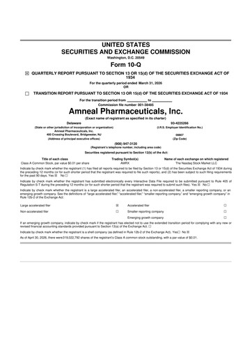 Vorschaubild Amneal Pharmaceuticals
 10-Q Quartalsbericht  