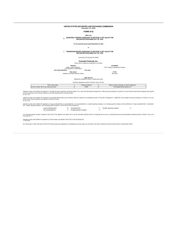 Thumbnail Columbia Financial 10-Q Quarterly Report FY2022 
