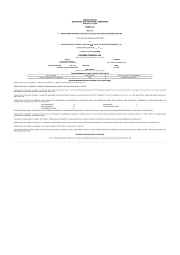 Thumbnail Columbia Financial 10-K Annual Report 2022