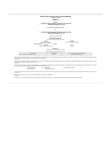 Thumbnail Columbia Financial 10-Q Quarterly Report FY2023 