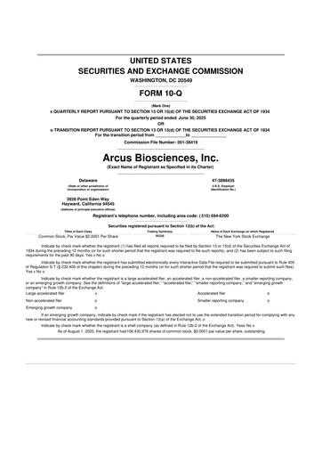 Thumbnail Arcus Biosciences
 10-Q Quarterly Report FY2025 