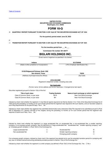 Thumbnail Biglari 10-Q Quarterly Report FY2023 