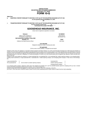 Thumbnail Goosehead Insurance
 10-Q Quarterly Report FY2018 