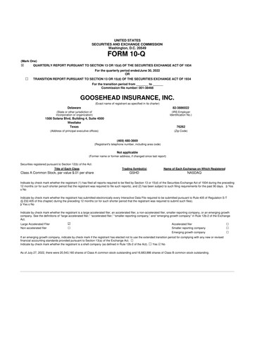 Thumbnail Goosehead Insurance
 10-Q Quarterly Report FY2022 