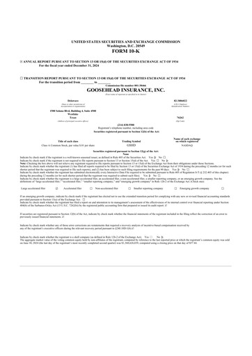 Thumbnail Goosehead Insurance
 10-K Annual Report 2024