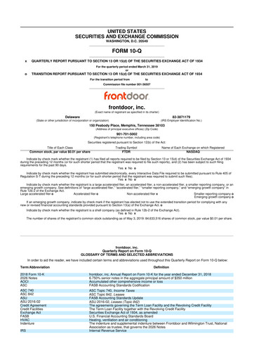 Thumbnail Frontdoor 10-Q Quarterly Report FY2019 