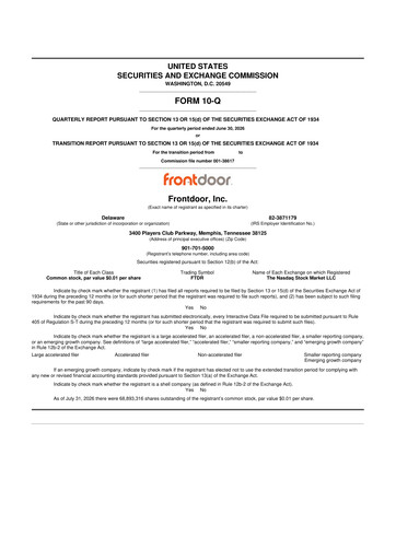 Miniature Frontdoor 10-Q Rapport trimestriel 2026 