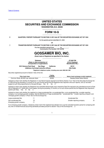 Thumbnail Gossamer Bio 10-Q Quarterly Report FY2024 