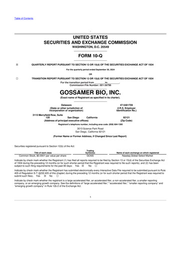 Thumbnail Gossamer Bio 10-Q Quarterly Report FY2024 