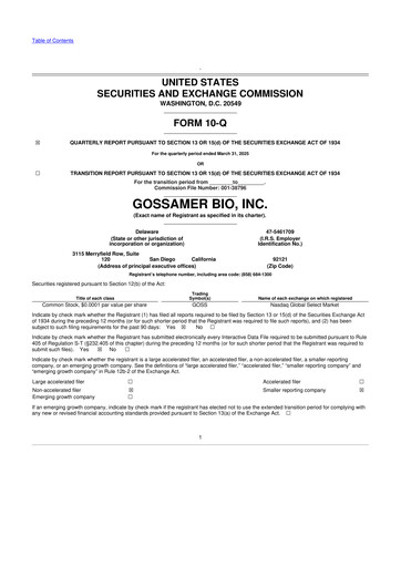 Thumbnail Gossamer Bio 10-Q Quarterly Report FY2025 
