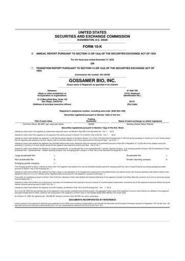 Thumbnail Gossamer Bio 10-K Annual Report 2025