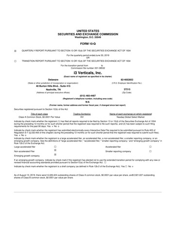 Thumbnail i3 Verticals 10-Q Quarterly Report FY2019 