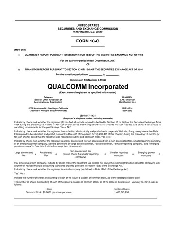 Vorschaubild QUALCOMM 10-Q Quartalsbericht 2018 