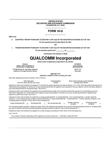 Vorschaubild QUALCOMM 10-Q Quartalsbericht 2021 