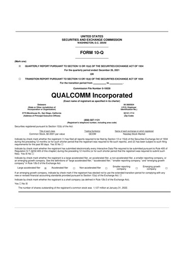 Vorschaubild QUALCOMM 10-Q Quartalsbericht 2022 