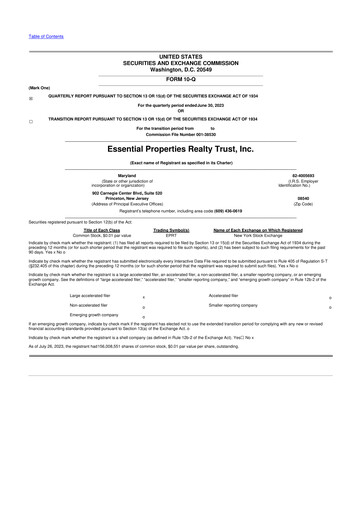 Miniature Essential Properties Realty Trust 10-Q Rapport trimestriel 2023 